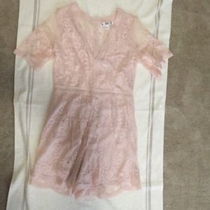 All lace with nude mesh insert short romper